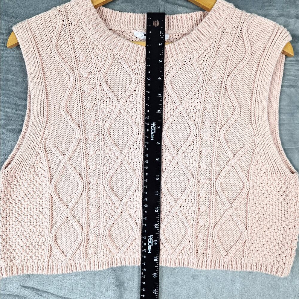 Womens Sweater Vest Large Pink Preppy Academia‎ Cable Knit Bobble Boho Old Money - Picture 3 of 6